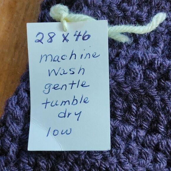 Handmade Baby Blanket Purple Knit Stripe Spring Gift Easter - Picture 2 of 5